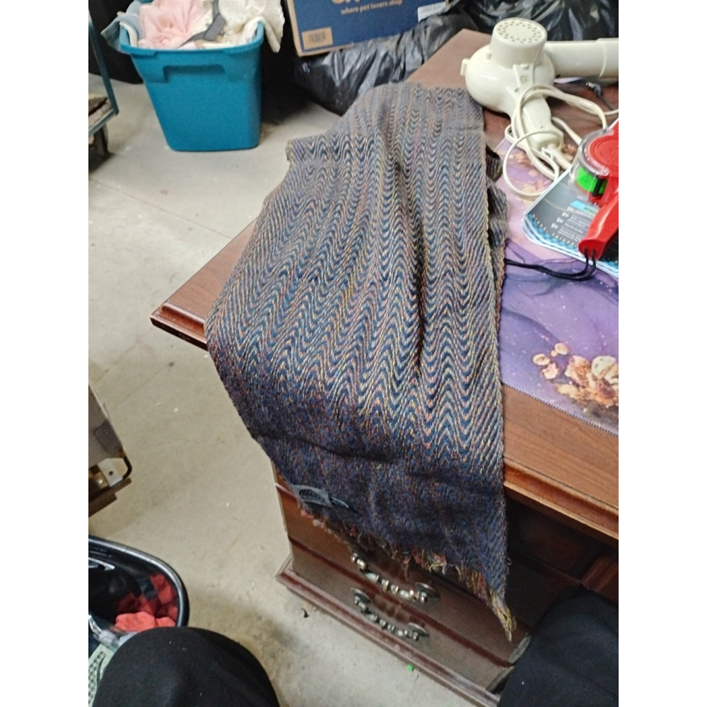 McKernan Scarf Womens Blue Multi Colored 100% Virgin Wool Tassel Fringe Ireland